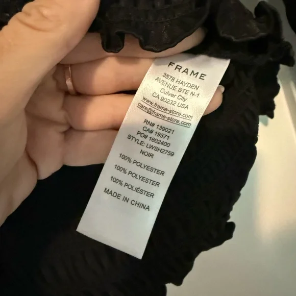 FRAME Smocked Off Shoulder Top in Black Size XS - Picture 8 of 16